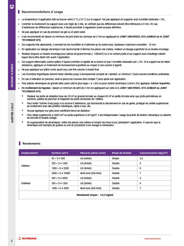 Fiche technique : Adimar Flexible C2TES1